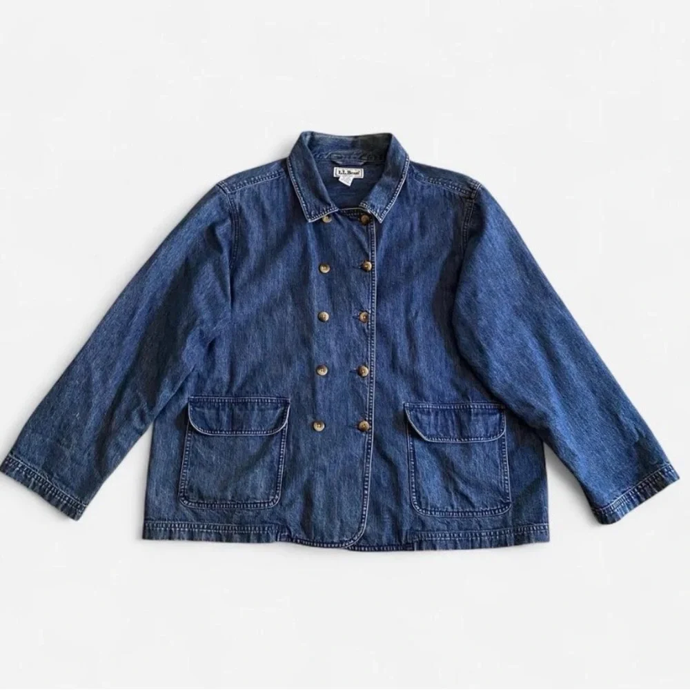 L.L. Bean RARE Double Breasted Bug Jean Jacket